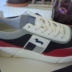 Harmont & Blaine Men's Low-Top Sneakers in White, Black & Red- 40